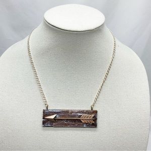 Rose Gold Arrow Wood Necklace NEW Handcrafted Unique OOAK